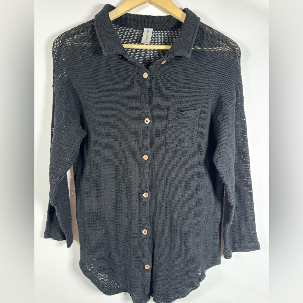 Sandy Beach Netted Cover Up in Black.